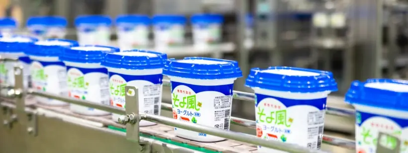 そよ風ヨーグルトの製造ライン風景｜工場見学イメージ